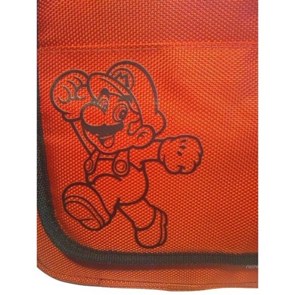 Nintendo 3Ds Messenger Style Carrying Bag Mario Logo Front/Back Orange Black - Picture 2 of 6